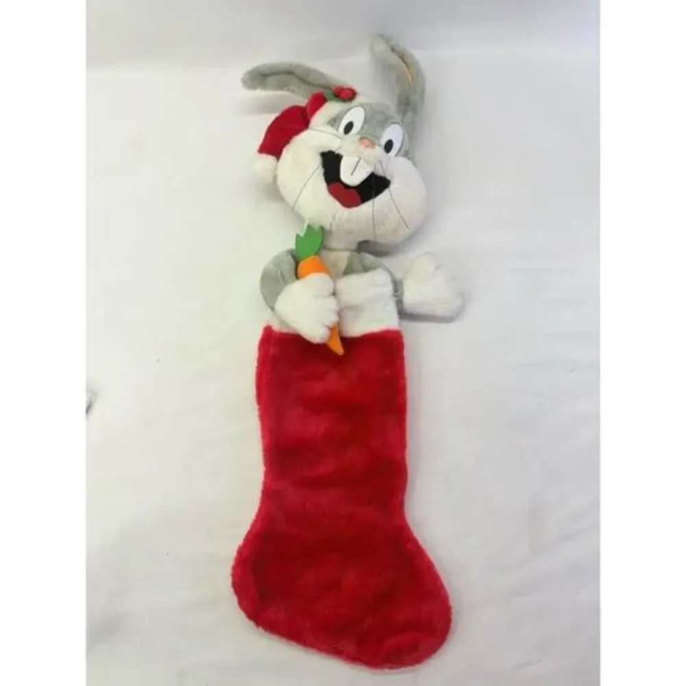 Vintage 1990 Bugs Bunny Plush Christmas stocking Smoke Free Home